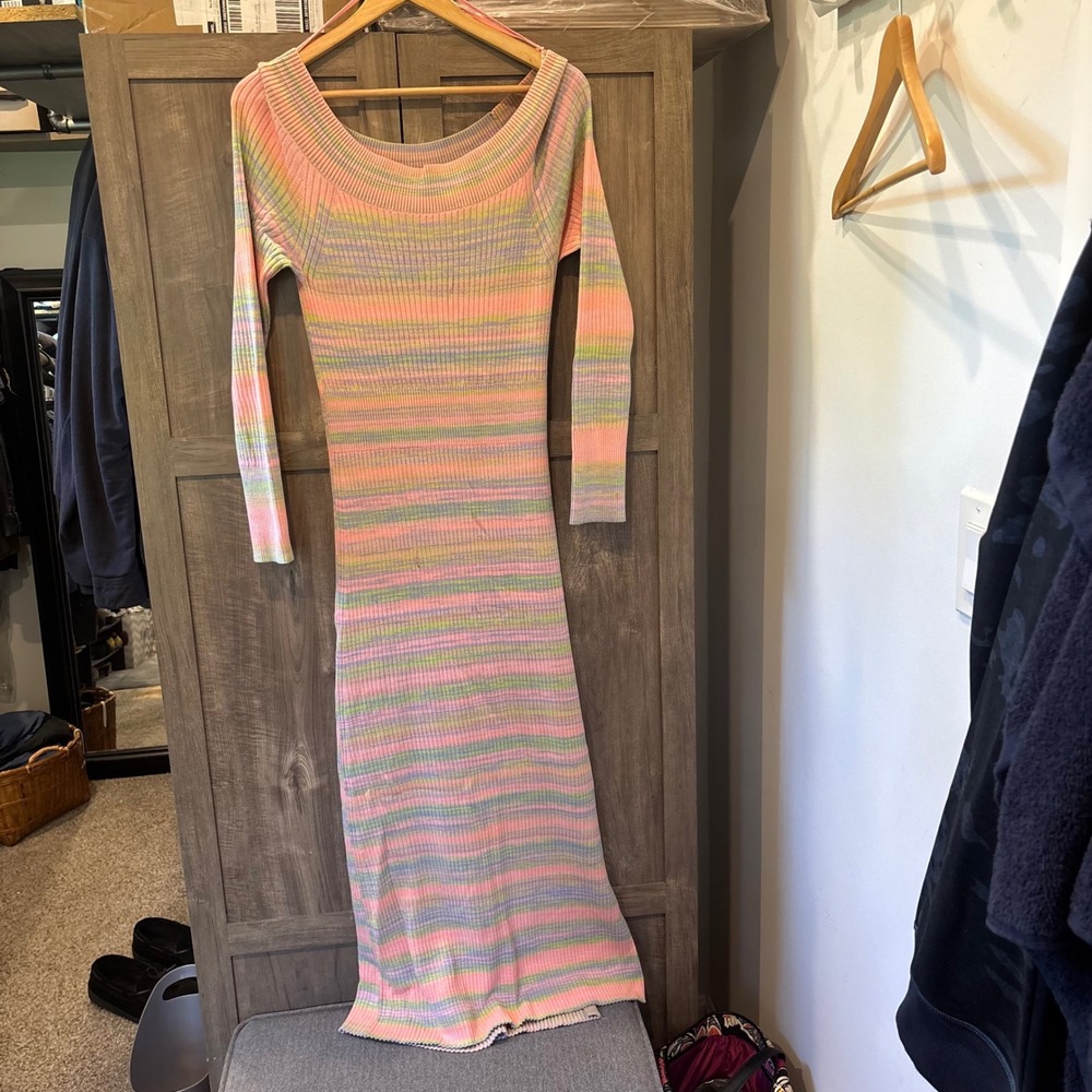 Daily Practice Anthropologie Medium Ribbed Knit Maxi Dress Long Sleeve